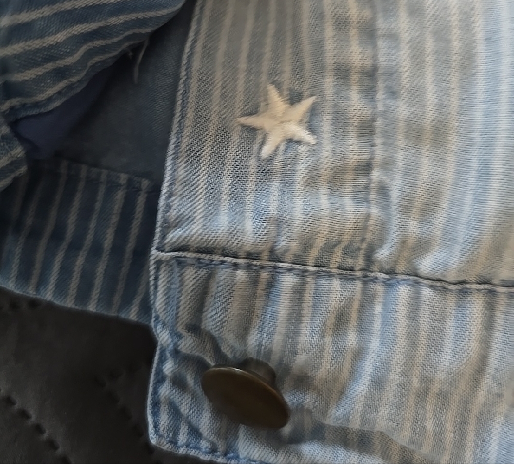 Michael Stars Blue Striped Shirt Jacket - Picture 9 of 11